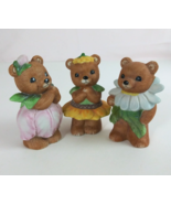 Vintage Set of 3 Homco Garden Flower Bears Family #8768 Complete Set - $265.74 MXN