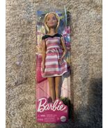 Barbie With  Pink and White Striped Dress Fashionistas Doll New A9 - $19.79