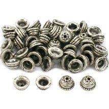 Bali Bead Caps Antique Silver Plated 9.5mm 50Pcs Approx. - $10.05