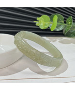 Natural Certified Hand Carved Plum Blossom Green Lake Hetian Jade Bangle... - $252.99