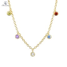 Slovecabin 2020 New 925 Sterling Silver Colorful Zircon Chocker Necklace Gold Ch - £18.85 GBP
