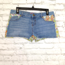 Tinseltown Shorts Womens Juniors 9 Blue Low Rise Denim Geometric Floral ... - $18.00