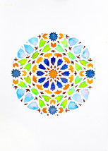 Acuarela original azulejo árabe. Cuadro azulejo árabe. Acuarela motivo g... - $1,419.63 MXN