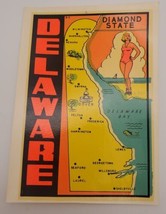 Delaware Diamond State Pin Up Girl Vintage Original Travel Water Transfer Decal - £18.09 GBP