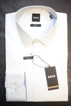 Made In Italy Hugo Boss Men Hank Easy Iron Slim Natural Stretch Shirt 39 15.5 - £61.11 GBP