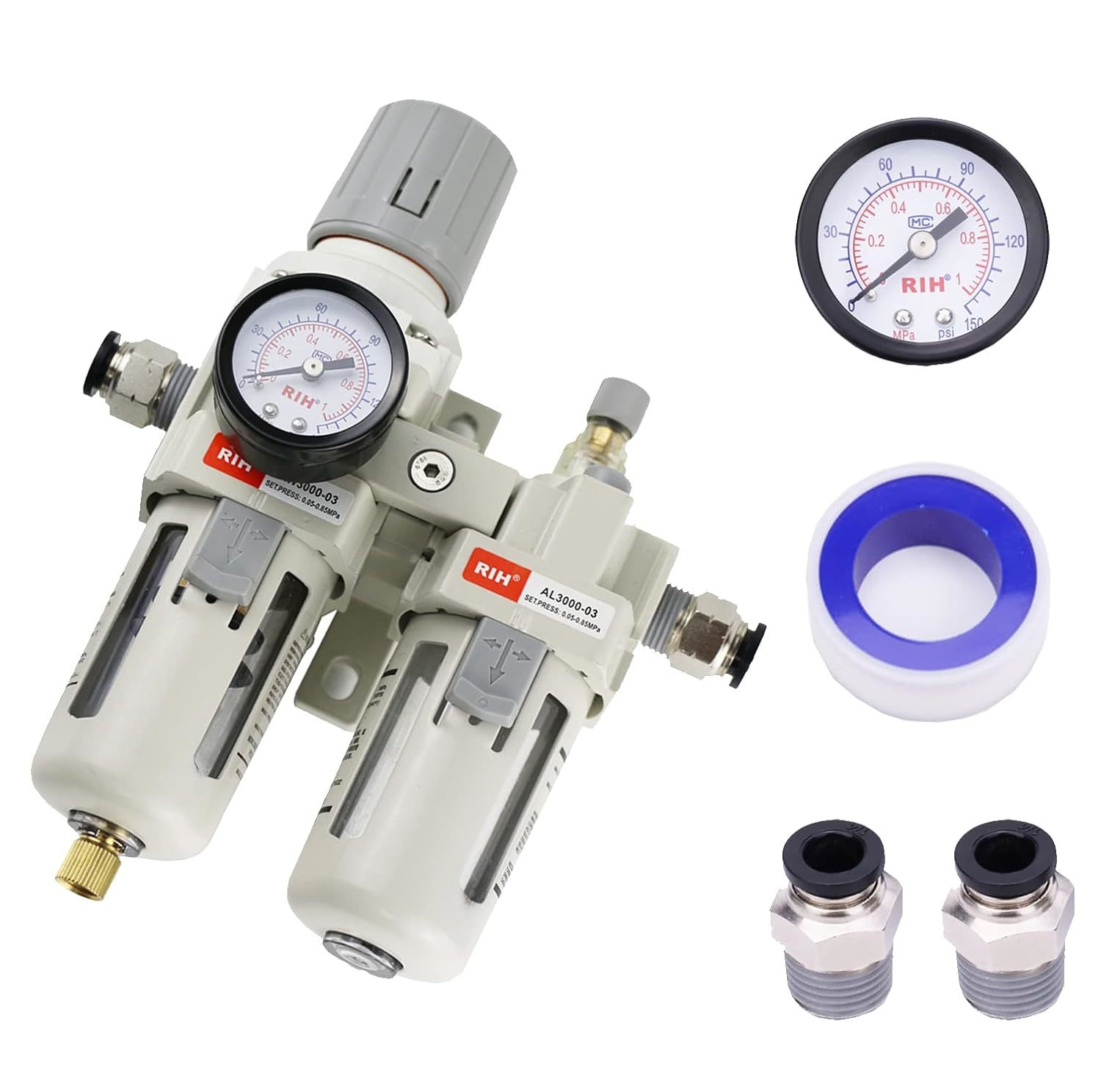 Pneumatics 3/8&quot; Npt Compressed Air Filter Regulator Lubricator Combo, 3/... - $44.99