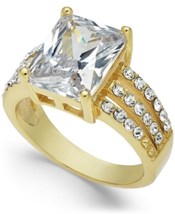 Charter Club Gold Plate Emerald-Cut Crystal Triple-Row Ring, Size 7 - $16.00