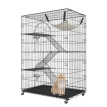VEVOR Catio 4-Tier Large Cat Cages Indoor Metal Playpen Enclosure with Wheels - £132.68 GBP