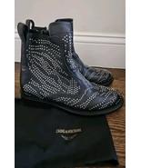 Zadig &amp; Voltaire Laureen Pebbled Leather Studded Ankle Boots Black , Sz ... - $7,418.73 MXN