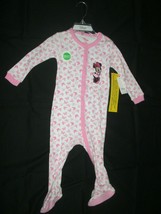 Disney Minnie Mouse Footed Snap Front Soft Pajamas Girls Size 12 MO New W/T - £11.91 GBP