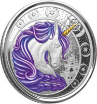 1 Oz Silver Coin 2023 Ghana 5 Cedis Unicorn Aurora Color  - Purple #1998/2000 - £116.14 GBP