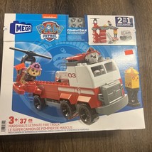 MEGA BLOKS Paw Patrol Toddler Building Blocks Toy Marshall&#39;s Ultimate Fire Tr... - £17.34 GBP