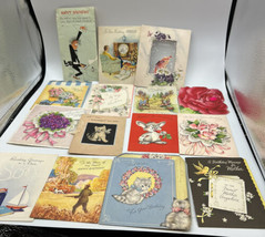 Cards 15 Birthday Greeting Cards Variety Styles Sizes Various Man. 1930-40s - £13.20 GBP