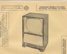 1956 CORONADO TV2-9338A TELEVISION Tv Photofact MANUAL 9339A 9340A 9341A... - $9.89