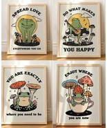 Lot of 4 Retro Frogs Positive 8x10 Canvas UNFRAMED Wall Prints Mushroom - $49.98 CAD