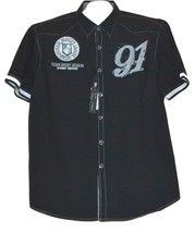 Xios Men&#39;s Black Gray Logo Button Down Cotton Size Shirt 2XL NEW - £18.22 GBP
