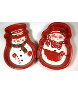 Mr &amp; Mrs Snowman nut candy dishes RED 5.5 x 3.75 - €8,60 EUR