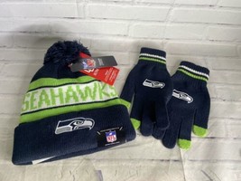 Ultra Game NFL Seattle Seahawks Winter Beanie Knit Hat with Gloves Set NEW - $34.65