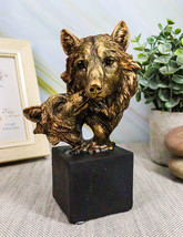 Ebros Gift 6&quot; Tall Gray Wolf and Pup Head Bust Figurine with Black Pedestal - £16.59 GBP