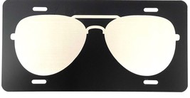 NEW Aviator Sunglasses Laser Engraved License Plate Car Tag Matte / Flat Black - £15.94 GBP