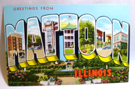 Greetings From Mattoon Illinois Large Big Letter Linen Postcard Curt Teich Rare - £59.59 GBP