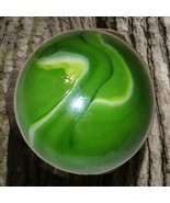 Vintage Huge 1.54&quot; Alley Agate Green Flame Swirl Marble Excellent (Ref #82) - $650.41 MXN