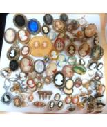 Huge Lot of Vintage Cameo-Necklaces Bracelet Brooches Pendants Earrings ... - $1,782.00