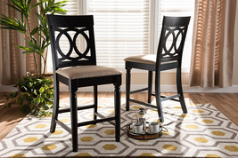 Camilo Sand Fabric Espresso Brown Finished 2Pc Wood Counter Stool Set of 4 - $215.00