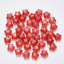 10 Glass Star Beads Mixed Lot Red Gold Celestial Jewelry Supplies 8mm  *TR* - £2.94 GBP