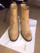 Pre-owned ACNE Beige Suede Leather Pistol Boots SZ 38 - $272.25
