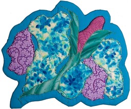 Flowers in Blue: Abstract Quilted Art Wall Hanging - £244.39 GBP