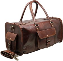 Jaald 20&quot; Leather Duffle Bag Travel Carry-On Waterproof Luggage Overnight Gym We - £78.63 GBP