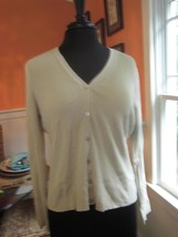 Josephine Chaus Button Up Tan Cardigan V-Neck Lightweight Size Medium Pre-Owned - £15.72 GBP