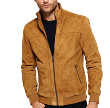 New Men Brown Suede Leather Jacket Slim fit Biker Motorcycle Jacket - FL112 - £89.95 GBP