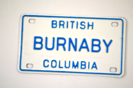 Burnaby British Columbia Souvenir License Plate Miniature Bike BC Metal 1980s - £5.81 GBP