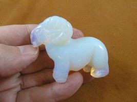 (Y-RAM-709) white Opalite RAM SHEEP gemstone carving FIGURINE BIGHORN lo... - $17.53