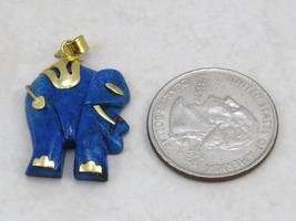Genuine Natural Gemstone Royal Blue Lapis Gold Plated Setting Elephant/Pendant  - £11.41 GBP