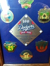 Complete Set - 6 of 6 - Dodgers 100th Anniversary Pins Mounted in a 7X 9Frame  - £19.00 GBP