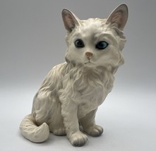 Persian Cat Figurine Lefton Japan Vintage Porcelain White #H1514 Kitten 5.25&quot; - $23.36