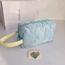 PURDORED 1 Pc Solid Color Flower Women Cosmetic Bag Zipper Makeup Organizer Bag  - £12.78 GBP