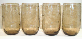 4)Anchor Hocking Beverage Glasses &#39;SHERWOOD&#39; Design SPICY BROWN COLOR 5Â½&quot;x 2 - £19.97 GBP