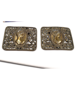 Vintage 1960&#39;s Brass Copper Tone Filigree Victorian Cameo Clip-on Shoe Clip - €35,88 EUR