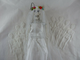 Skeleton 16&quot; Bride Halloween Wedding + 8 plastic hanging 6&quot; ornaments - $15.83