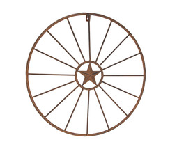 18 Inch Metal Round Star Plaque Rustic Hand Paint Aged Wall Hanging Art Decor - £17.69 GBP