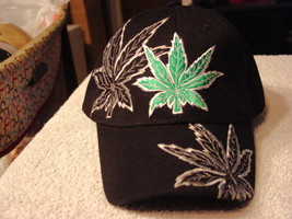 MARIJUANA LEAF #5 BASEBALL CAP HAT ( BLACK ) - £9.07 GBP