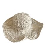 Scala Pronto Crochet Straw Sun Hat Wide Brim Ivory One Size - $17.10