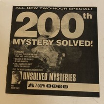 Unsolved Mysteries Vintage Tv Print Ad Robert Stack 200th Solved Mystery TV1 - £4.67 GBP