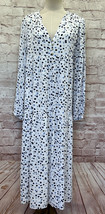 LOFT Maternity Blue &amp; White Polka Dot Tiered Maxi Dress Long Sleeve Size Small - £34.48 GBP