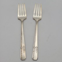 Set of 2 Oneida Grenoble Prestige Silverplate Salad Forks Vintage 1938 6 1/4&quot; - £14.66 GBP