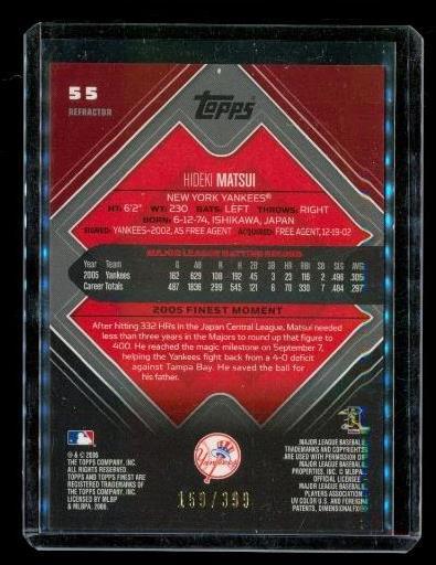 2006 Topps Finest Refractor #55 Hideki Matsui NY Yankees 159/399 Item image 2